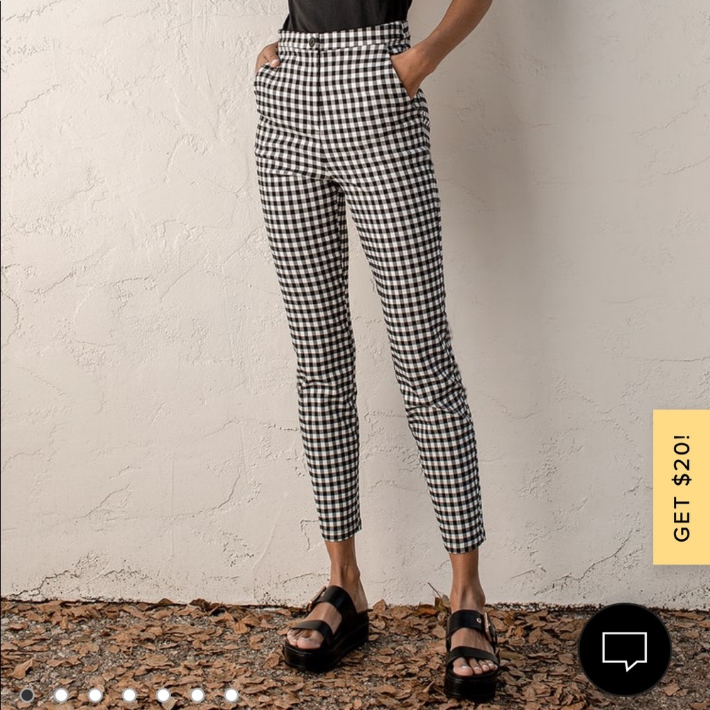 Lulus Fit Check Black and White Gingham High Waisted Trouser Pants